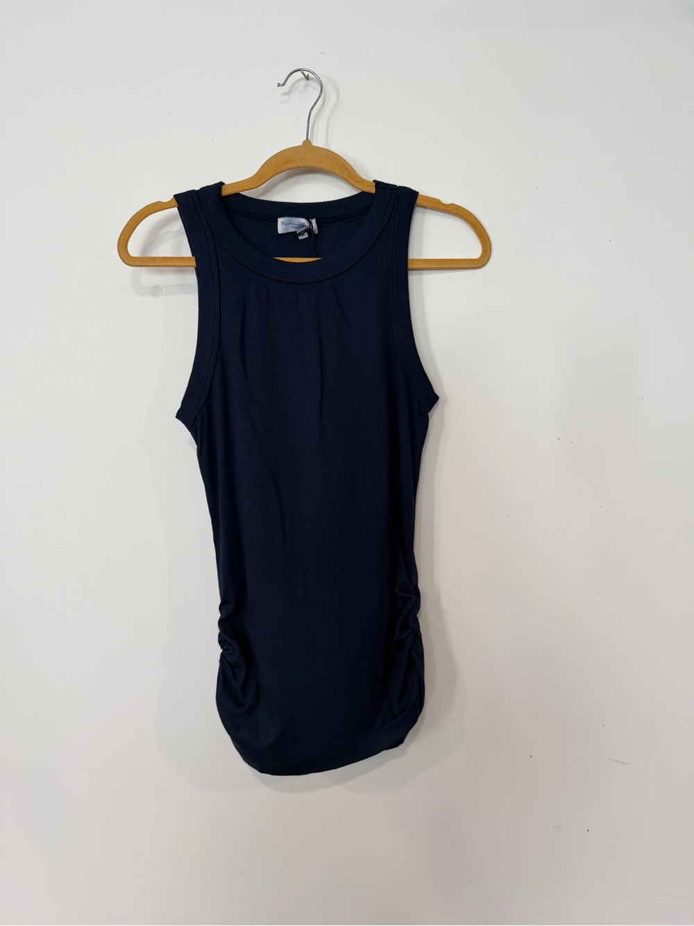 Michael Stars Halley Ultra Ribbed tank with ruching in Nocturnal